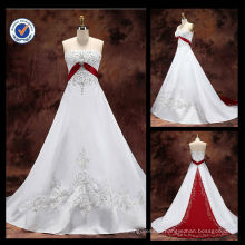 JM32 white and red wedding dress muslim bridal wedding dress